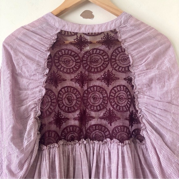 Free People Put Your Back Into It Lace Back Button Down Top Size Small - Picture 7 of 8